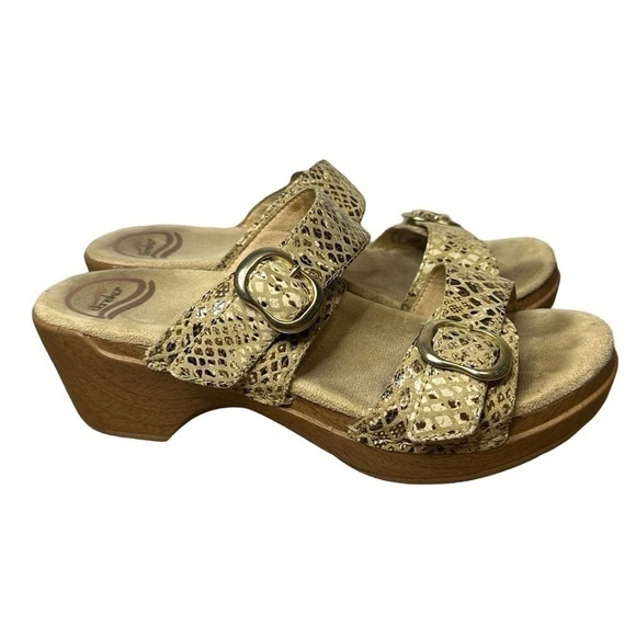 Dansko Snake Print Buckle Leather‎ Clogs Size 38 - Picture 1 of 12